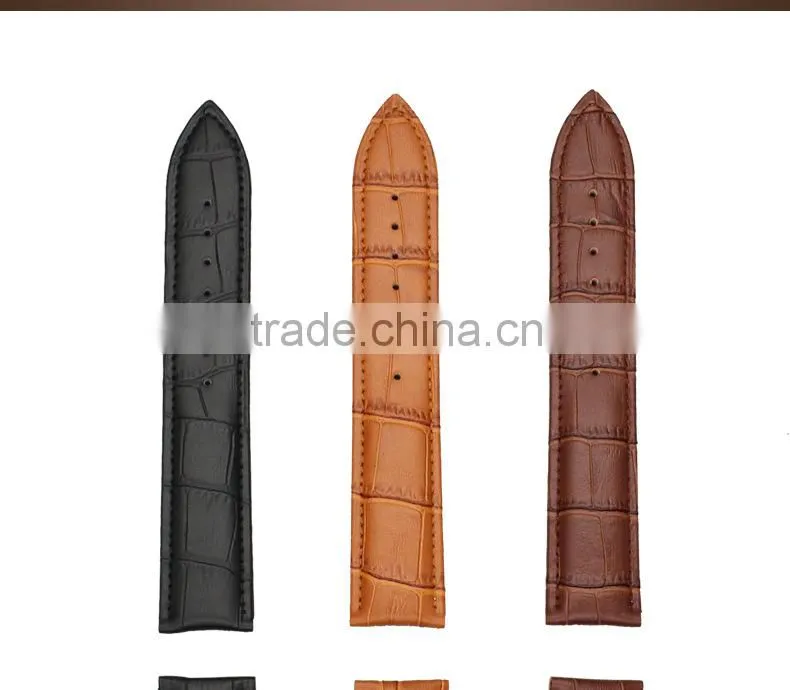 Luxury brand watch leather band with stainless steel pin buckle