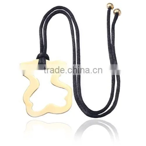 2016 new design black cord stainless steel gold necklace