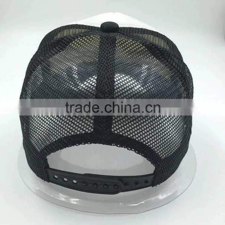 Promotional rubber print 5 panel trucker cap