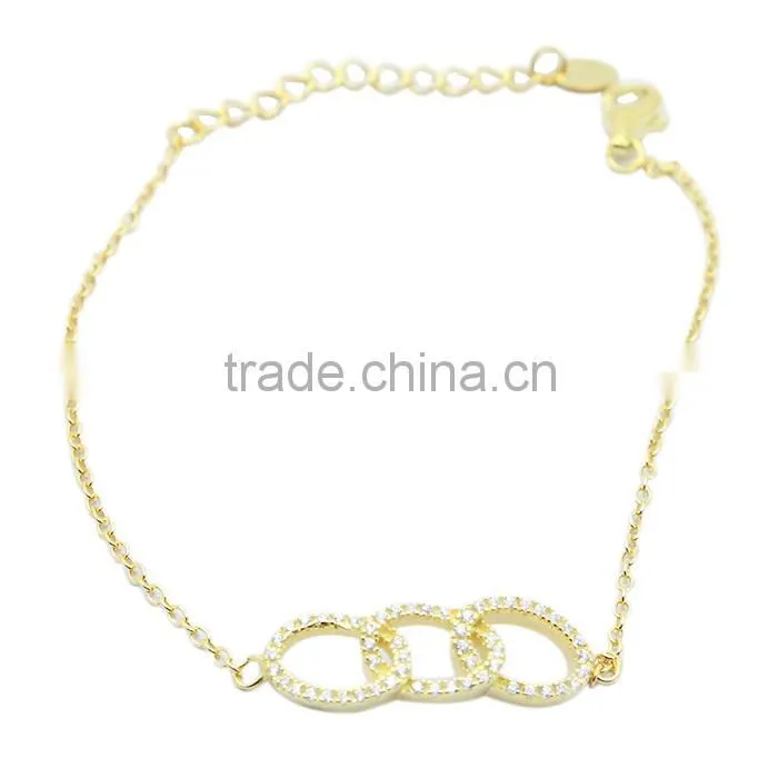 fashion CZ jewelry wholesale round stone 925 sterling silver bracelet