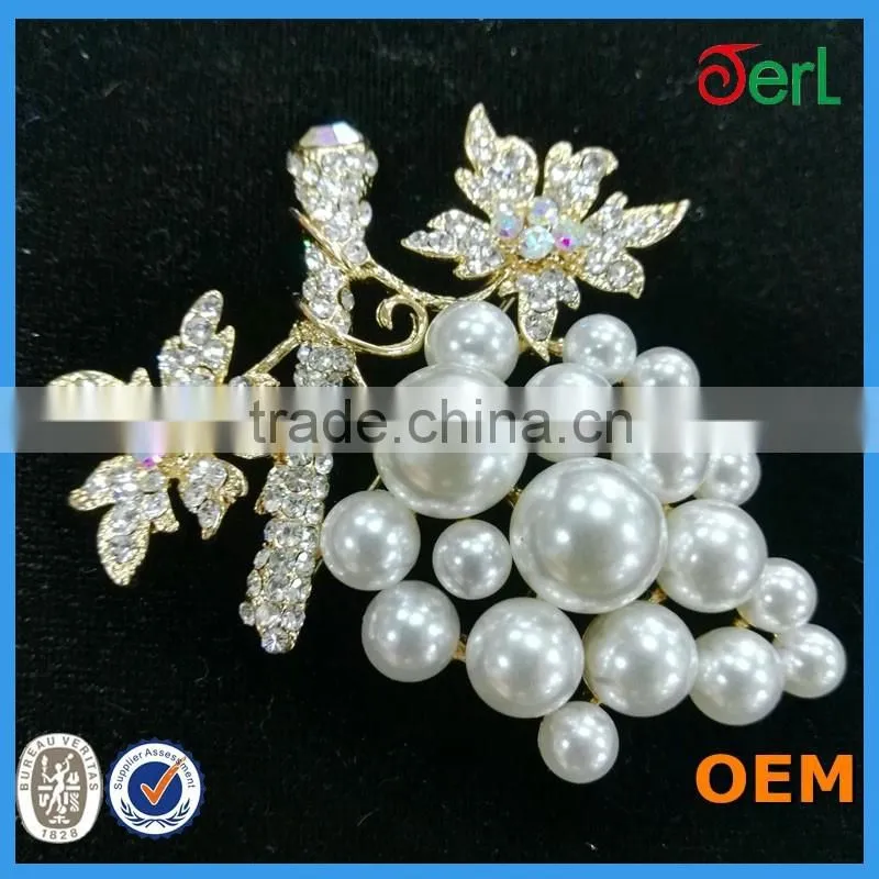 Nice Fashion animal crystal grape shape rhinestone brooch