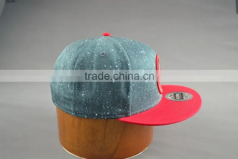 Custom 100% cotton twill 6-panel hats snapback cap with 3D embroidery