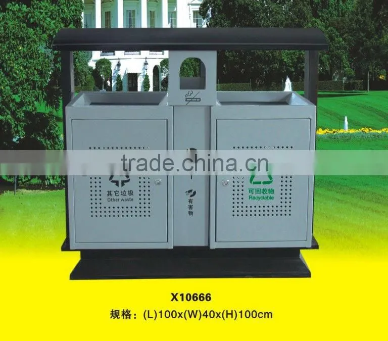 Outdoor metal garbage container