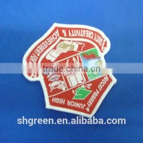 Round high density woven label with serging border for kids garment