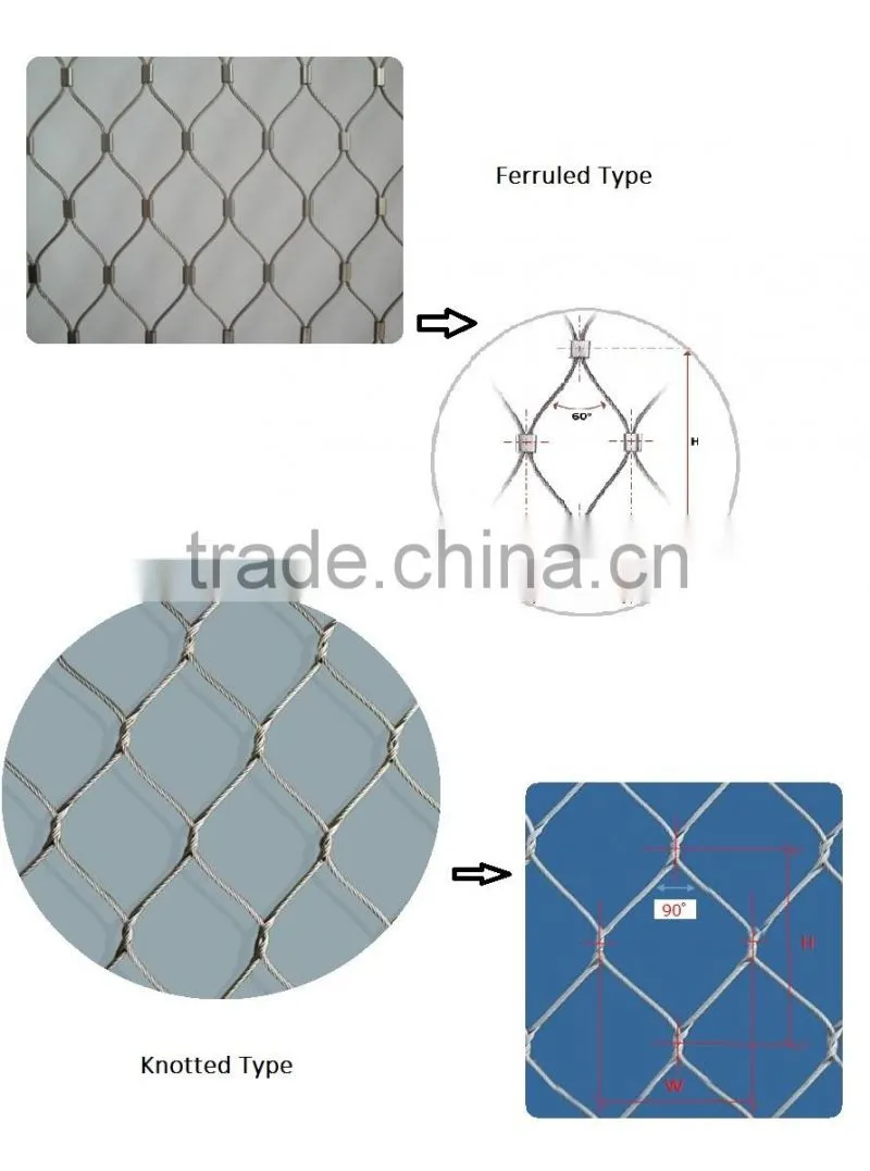 stainless steel ferrule rope mesh,flexible stainless steel cable mesh,stainless steel wire rope mesh net