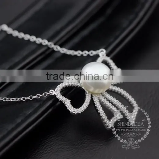 925 sterling silver hollow bowknot with pearl creative pendant necklace fashion women necklace jewelry 6360467