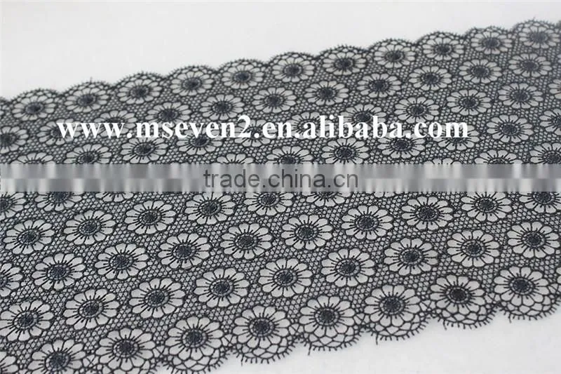 new black color lace design 2016 embroidery scallop shape lace trim austrian embroidery designs flower lace in 17cm