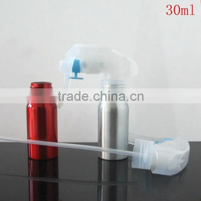 2017 Wholesale 30m -500ml empty aluminum bottle with mouse trigger sprayer aluminum trigger spray bottle for cosmetic packaging