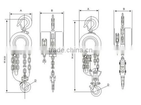 Stainless steel manual operated 1 ton chain hoist