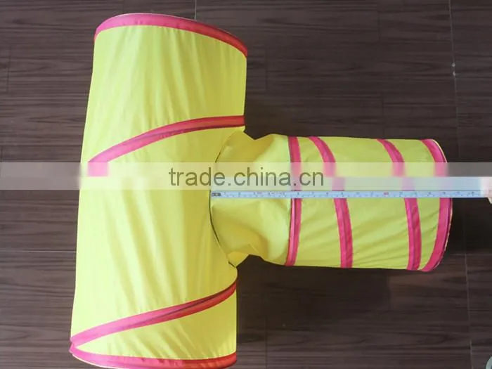 2016 New design Arrive T Style Cat Tunnel Pet Toy Wholesale Candy Color Polytser cat tunnel