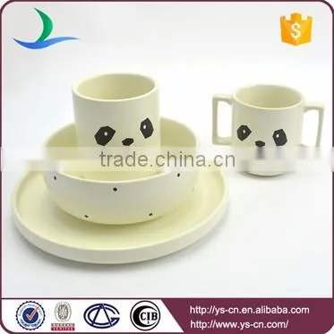 Panda design matt beige stoneware unbreakable dinnerware set