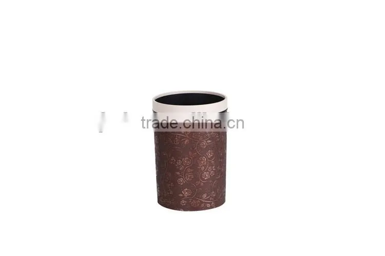 European Style Plastic Leather or Knitted Trash Can Waste Bin Container With Lid 10L