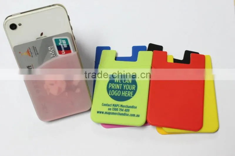 Eco-friendly Reusable Soft touch Cheap silicone phone case card holder