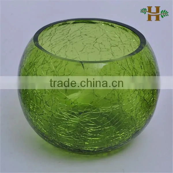 Handmade crackle round colored glass fish bowl
