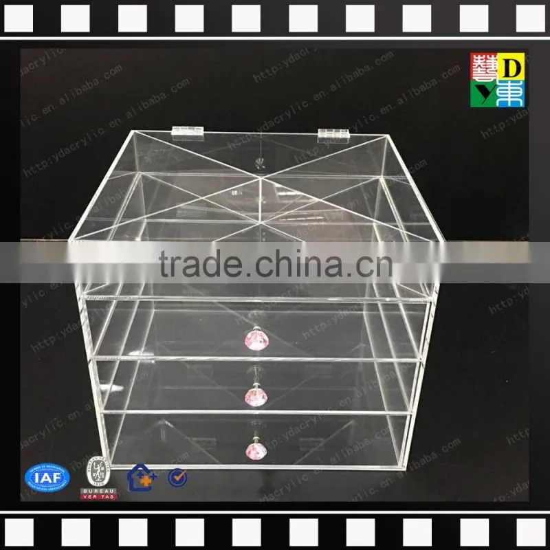 2016 Purple diamond handle clear desktop acrylic cosmetics makeup organizer