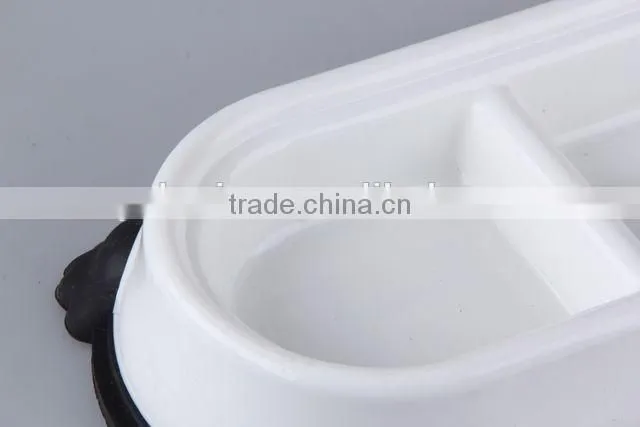 New design Plastic slip-resistant oval pet bowl with rubber bottom/dog bowl