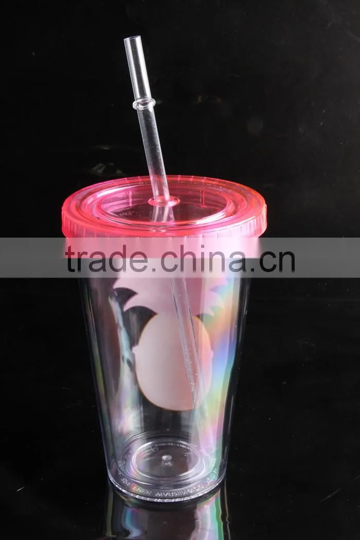 with lid and straw bpa free single wall clear plastic tumbler