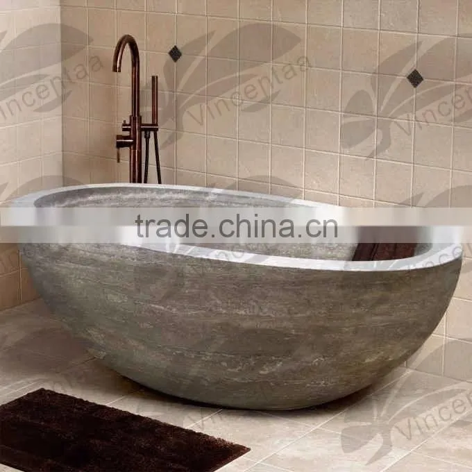 Home Decoration Stone Carving Brown Marble Modern Artistic Bathtub