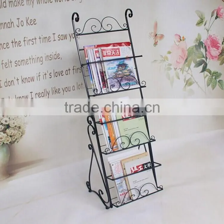 2016 professional heavy duty metal magazine display shelf storage rack