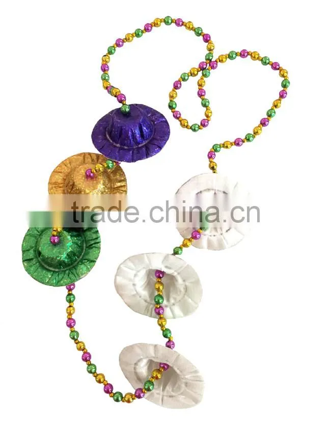 Mardi Gras/ Dionysia promotional hat pendant with beads necklace
