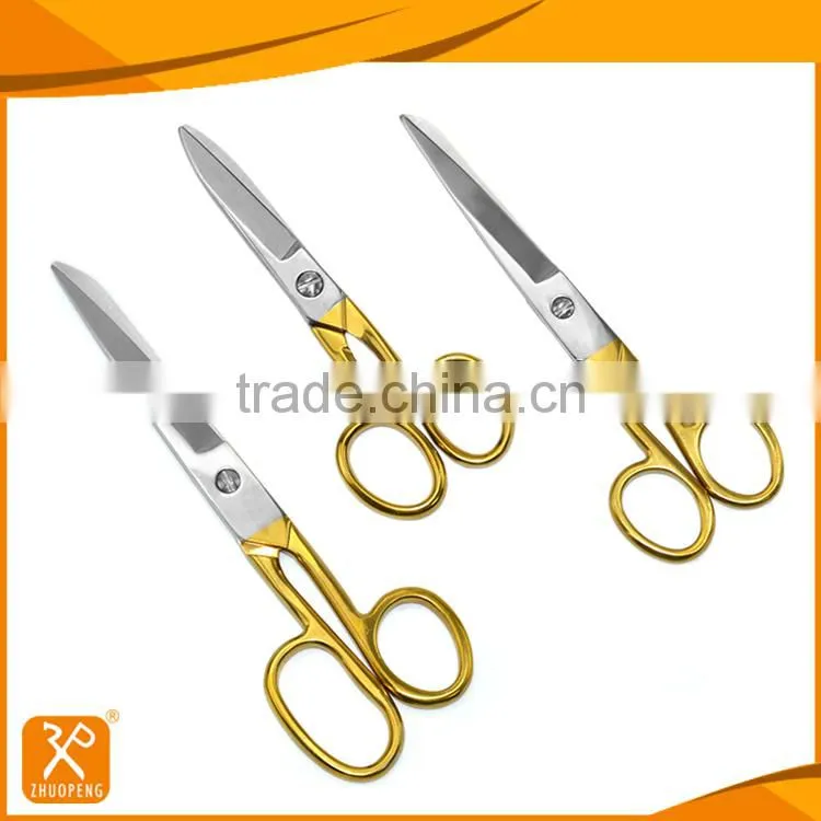 Full stainless steel scissors with gold-plating handle