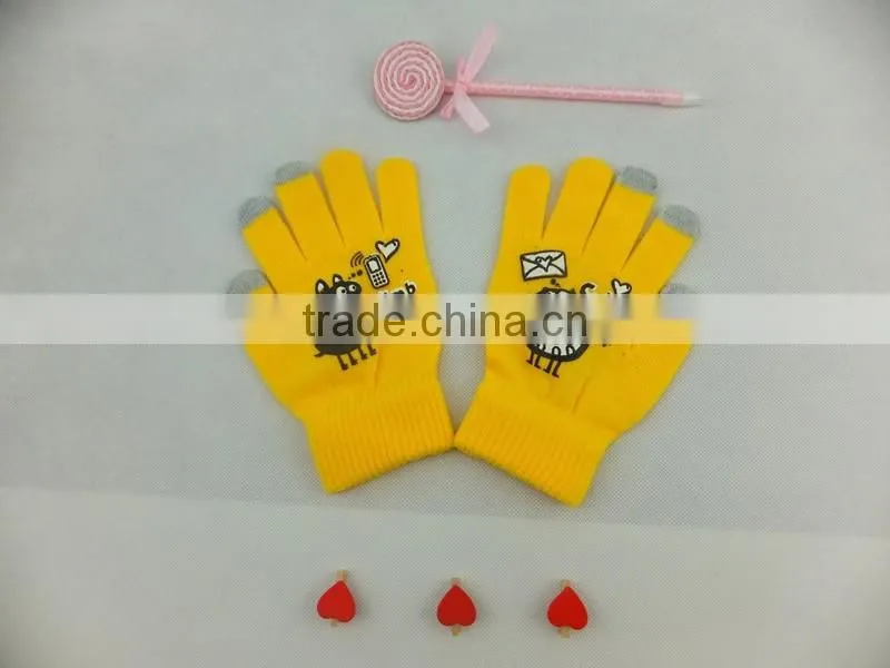 customize any colors printing 3 fingers touch screen gloves