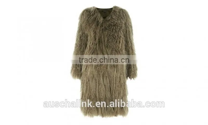 best selling fashion green sheepskin long coats for ladies