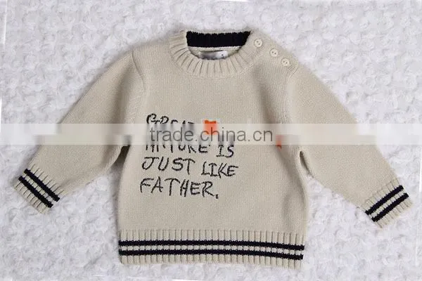 Words embroidery jersey knitted kids pullover sweater crew neck