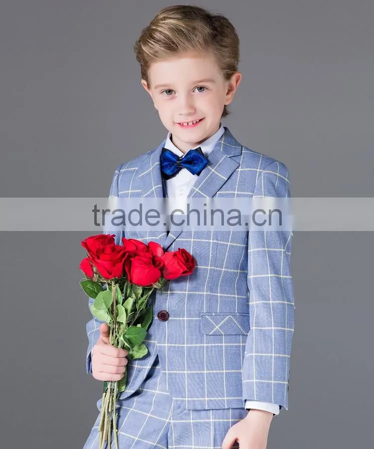ELPA designer kids clothes 3 piece wholesale check gray boys suits
