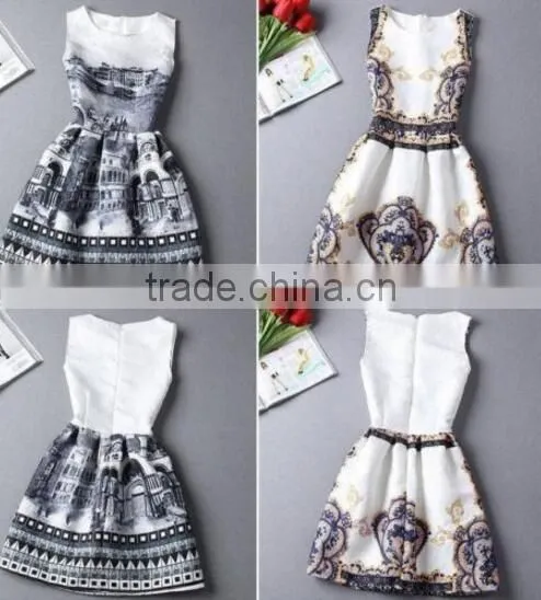 BoatNeck Sleeveless Vintage Tea Dress with Belt