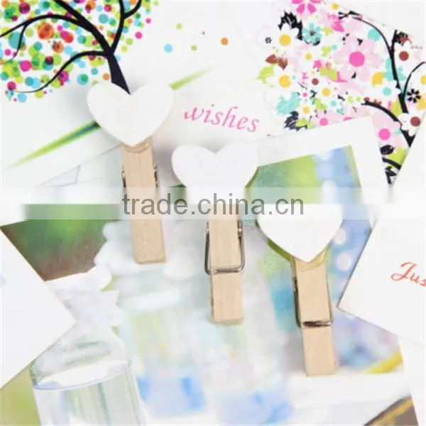 Cute Felt Heart Mini Clip Wood Pegs Kid Craft Party Favor Supply 35mm