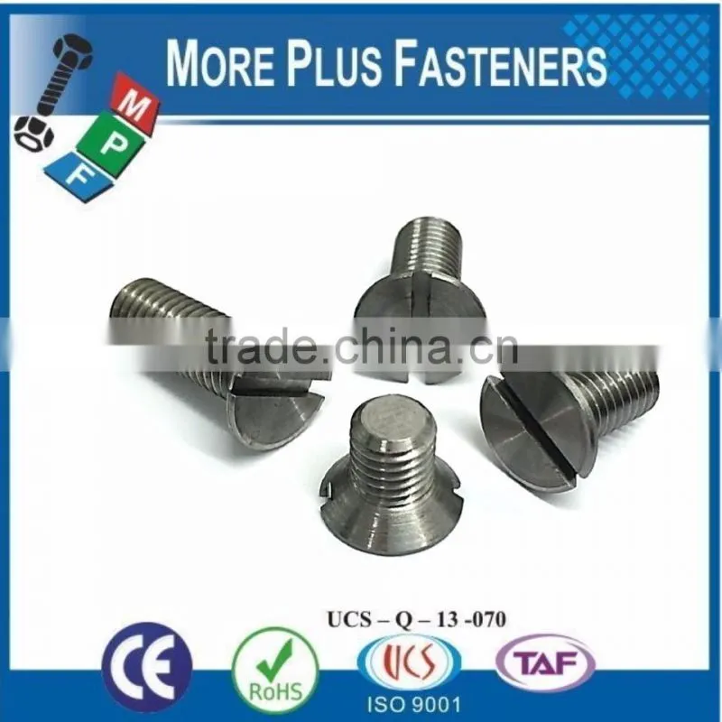 Made in Taiwan Slot Recessed Flat Countersunk Head Machine Screw