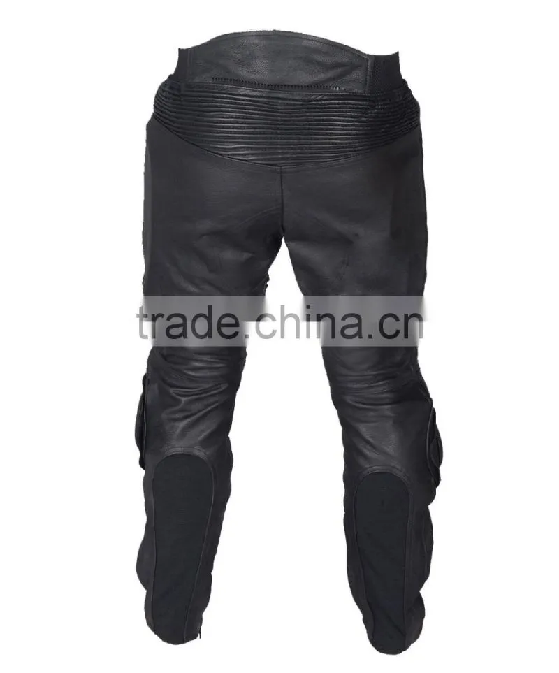 Black Motorcycle Pant/ Motorbike Leather PANT / Trousers + CE Armour to knee & hips