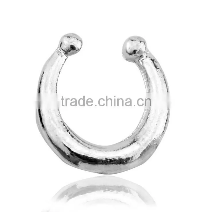 2017 Septum Clicker,Fake Septum Ring,Nose Ring Body Piercing Jewelry with Gems