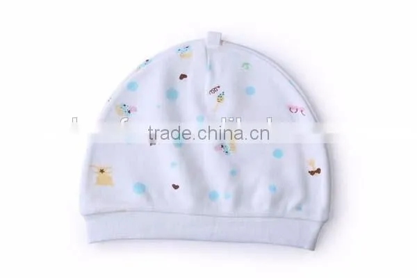 high quality kids beanie knitted dot printed 100% cotton baby hat