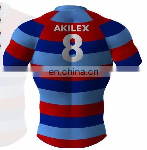100% polyester custom sublimation striped rugby jersey show your body
