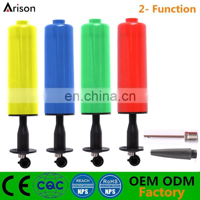 2- function 6" plastic hand pump with needle valve small hand pump with plastic valve for inflatable toys
