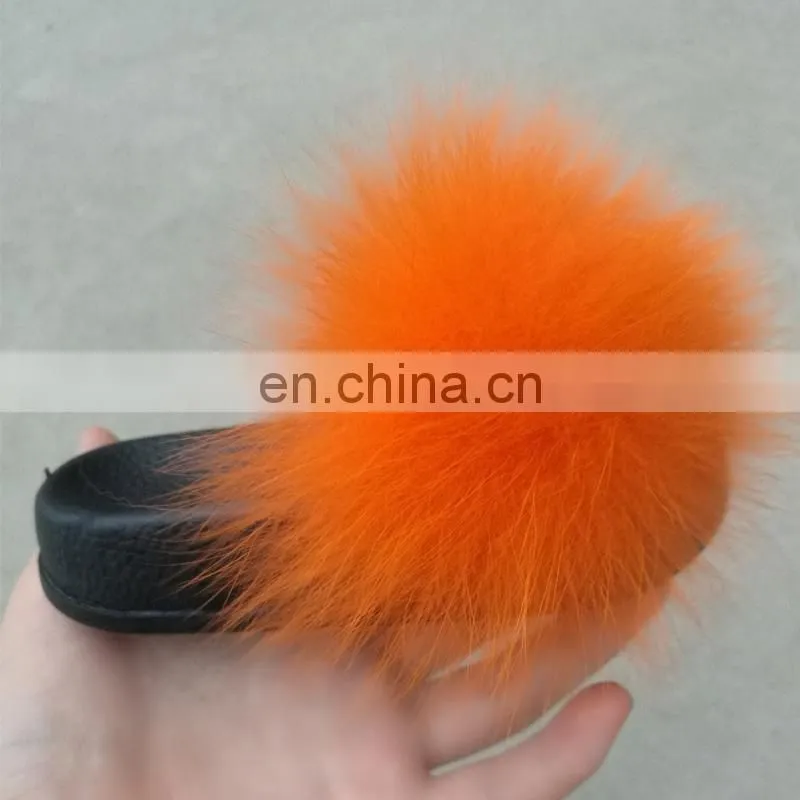 Children style baby cute genuine fox fur slipper wholesale fashion fur slippers