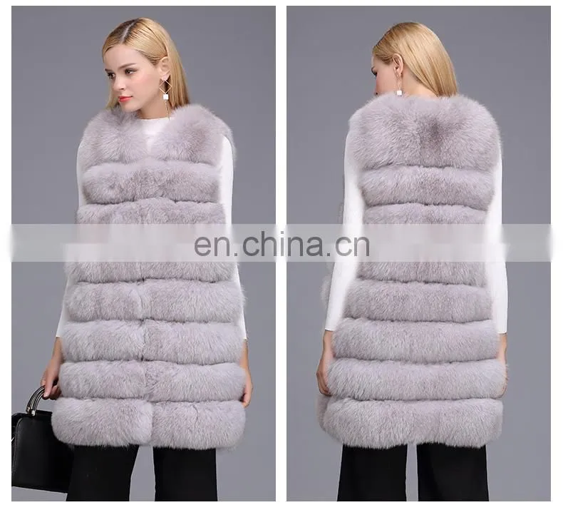 Ladies Wholesale Women Real Fox Fur Sleeveless Long Vest
