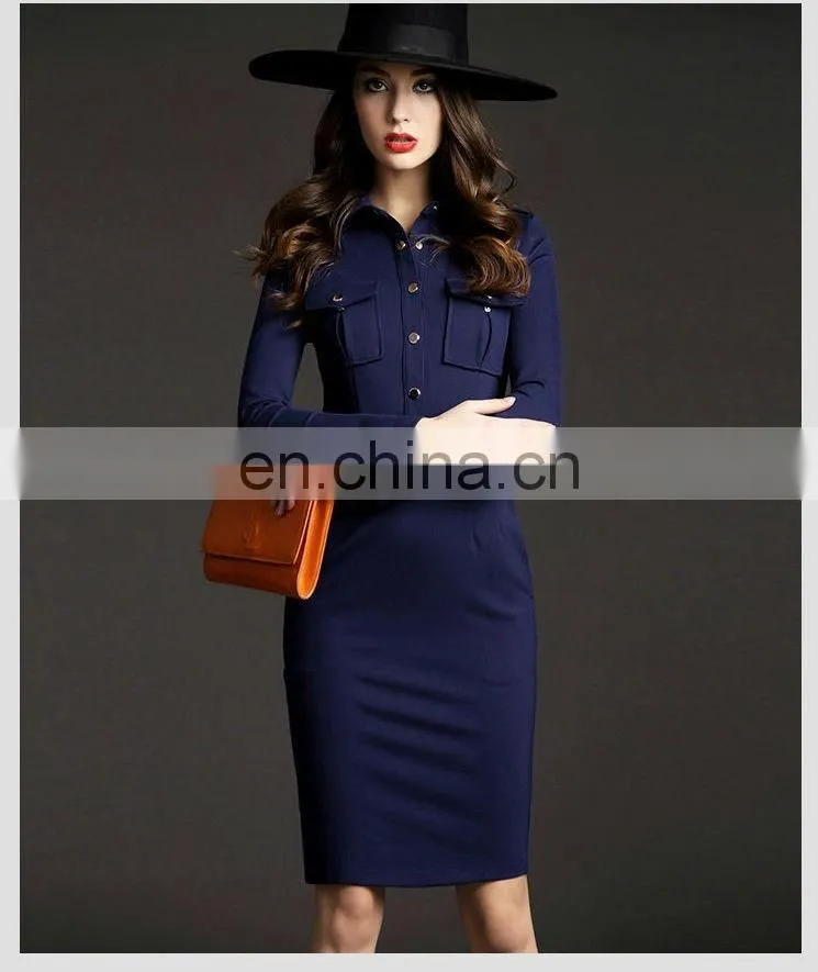 Long sleeve pocket on chest collar design high end woman communion dress