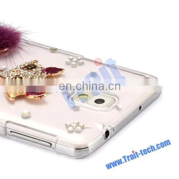 3D Cute Fox Bling Diamond Protective Back Transparent Hard Case for Samsung Galaxy Note 3 N9000 N9002 N9005