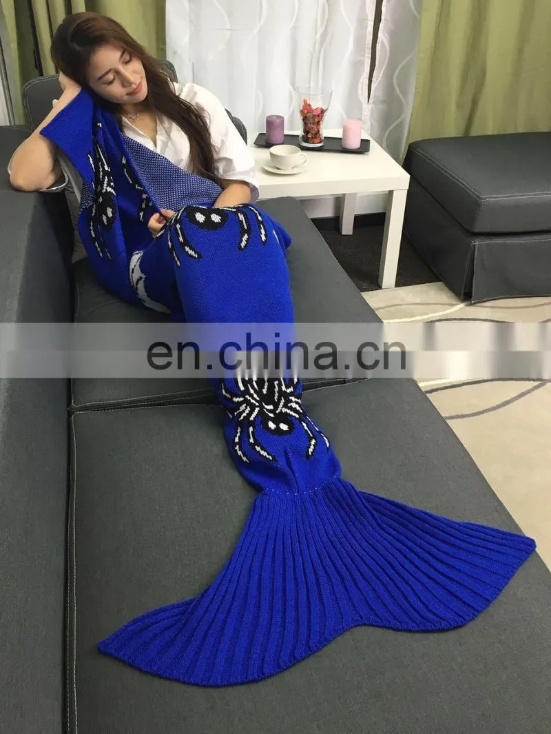 New arrival warm soft sofa blanket knitted mermaid tail blanket