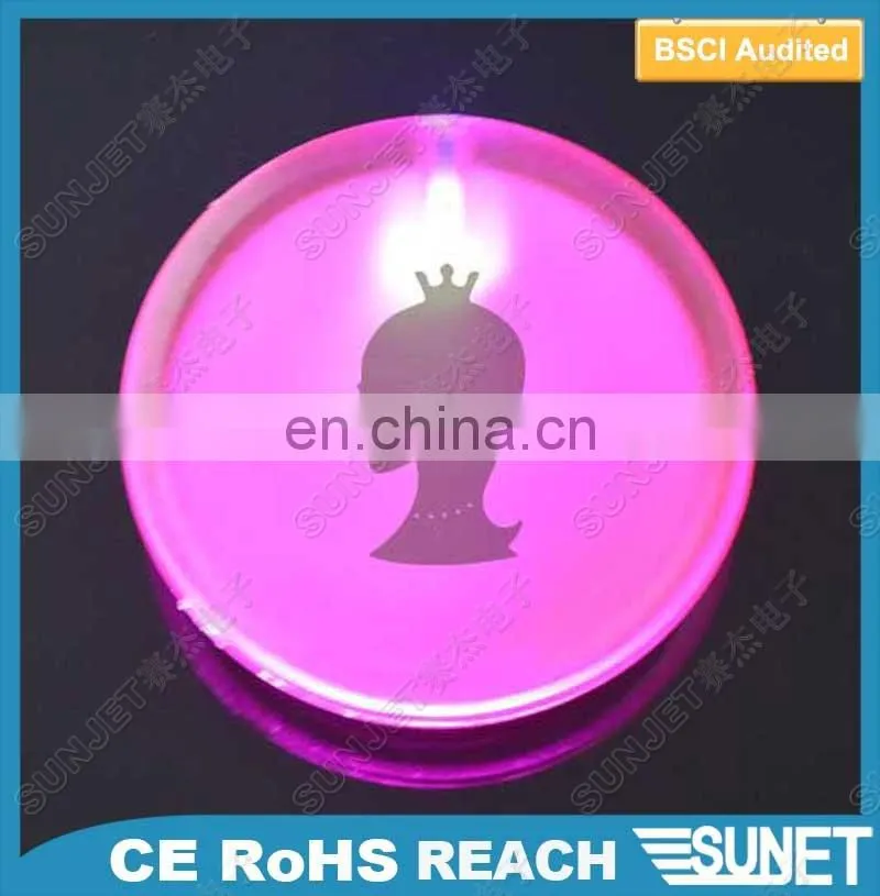 Night club KTV wholesale led flashing custom logo circle lapel pin