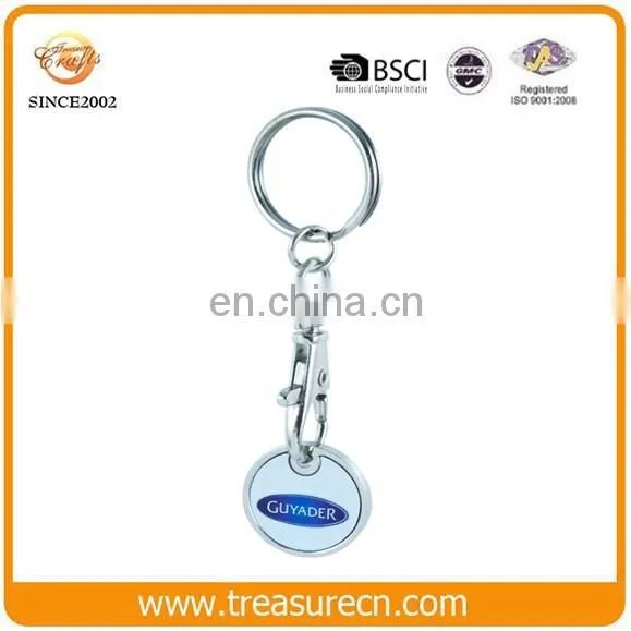 Custom Logo Printing Enamel With Metal Trolley Coin Keychain