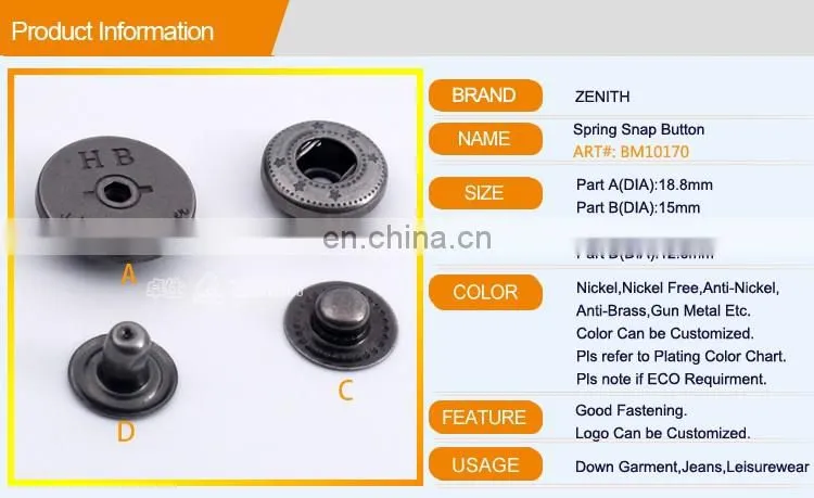 Custom Logo Metal Press Snap Button BM10170