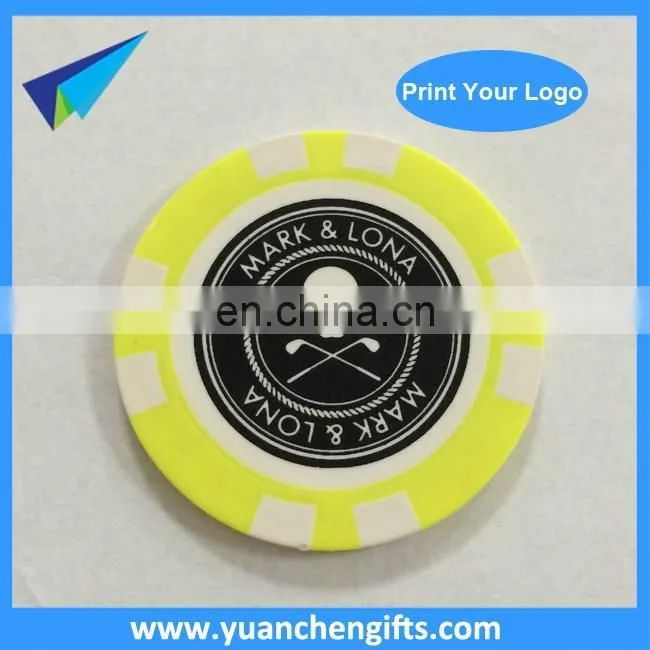 Custom colorful plastic poker chip with golf ball marker