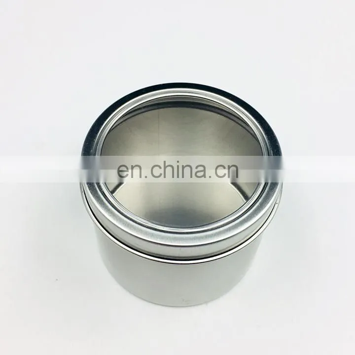 Quality aluminum alloy round travel candle tin box with clear window