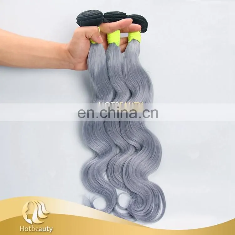 New 7A Brazilian Vrigin Remy Ombre Human gray Hair Bundle Two Tone colors Curly Hair Weave Weft Unprocessed Hair