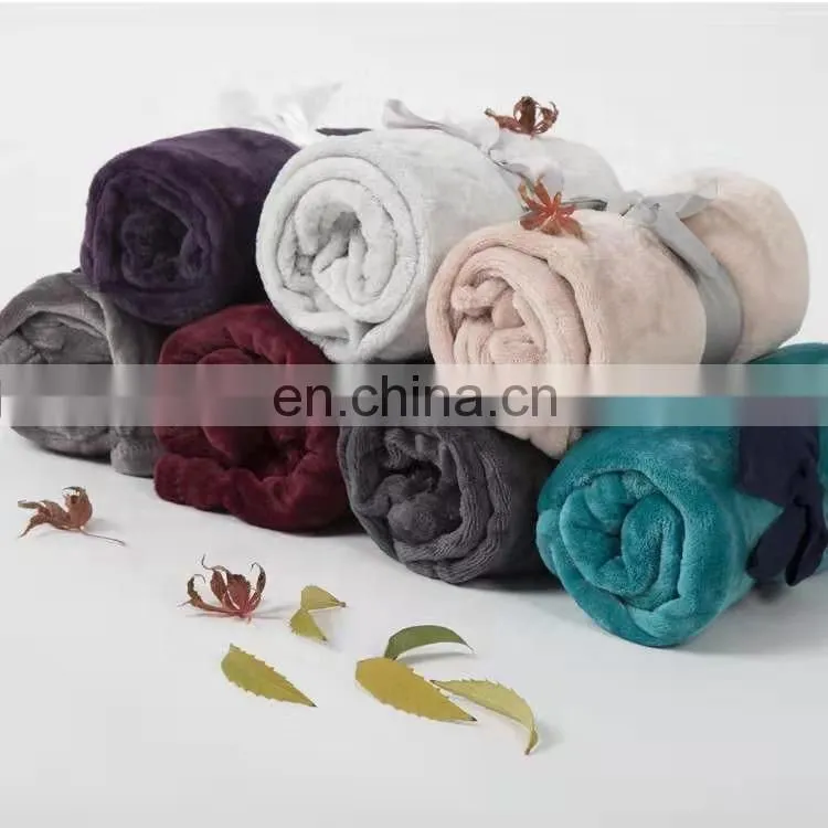 100% polyester super soft flannel throw blanket plain dyed blanket baby swaddle blanket