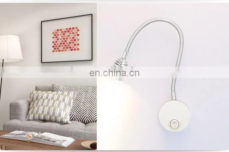 Led 1w 110v 220v wall mounted hotel bedroom bed headboard warm white and cool white reading lamp